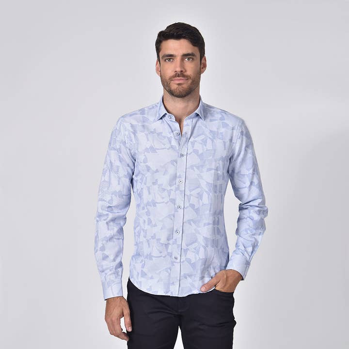 Royal Geo-Shapes Print Jacquard Shirt for wholesale by EIGHT X