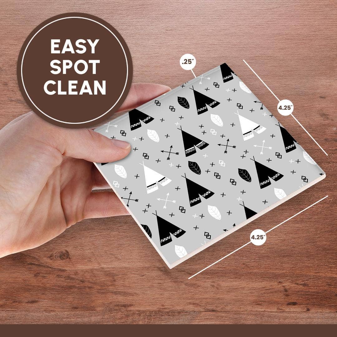 3dRose - Wholesale Coasters - 3dRose, Tribal Teepee Black Gray White, Coaster6