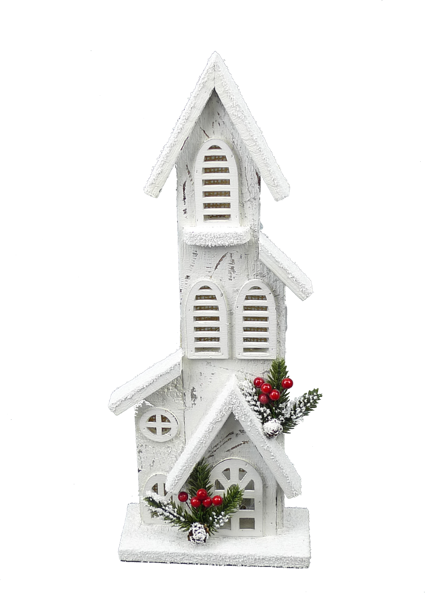 General Wholesale Inc - Wholesale Christmas Decoration - 16In Wooden House 5 Led Lights - 84013WT0
