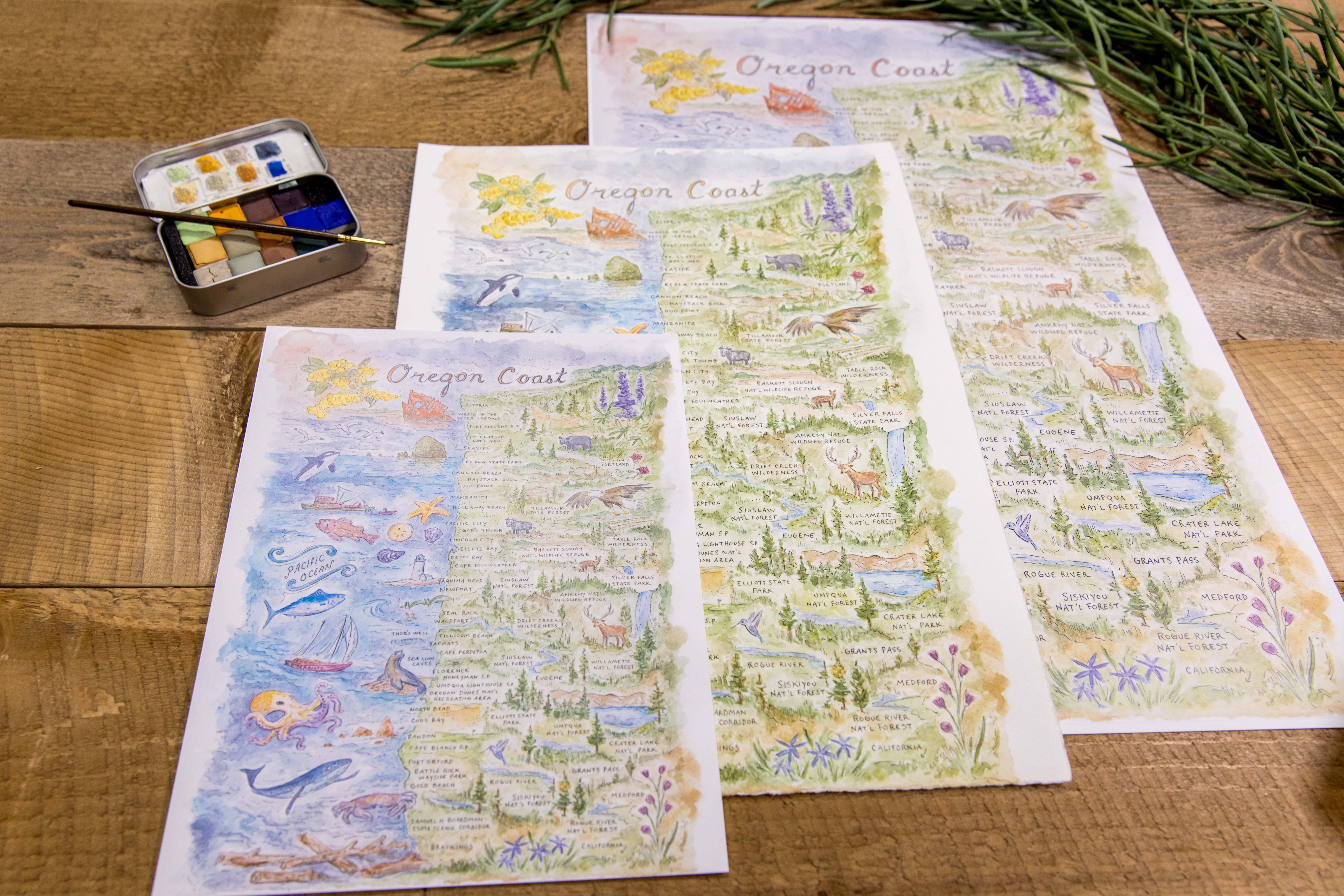 Hiker Booty - Wholesale Art Print - Oregon Coast Map 11"x14" Art Print4