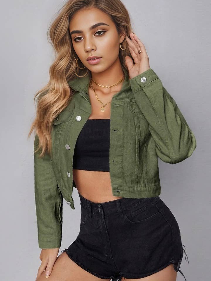 NINEXIS - Wholesale Denim Jacket - Women's - CWJJ0138_WOMEN'S CASUAL CROPPED DENIM JACKET TOP13