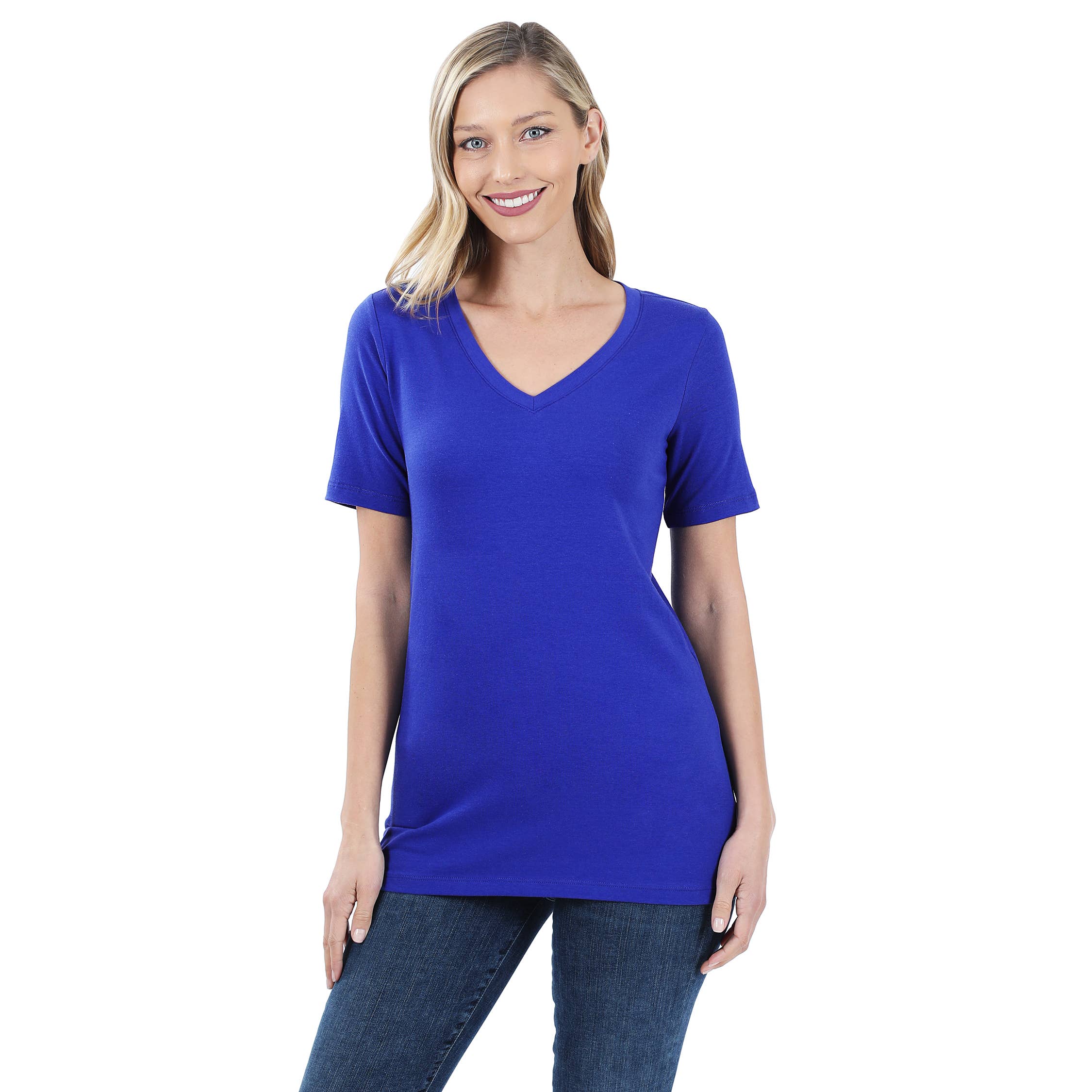 42POPS - Wholesale T-shirt (Zonder tekening) - Dames - Katoenen T-shirt met V-hals en korte mouwen24