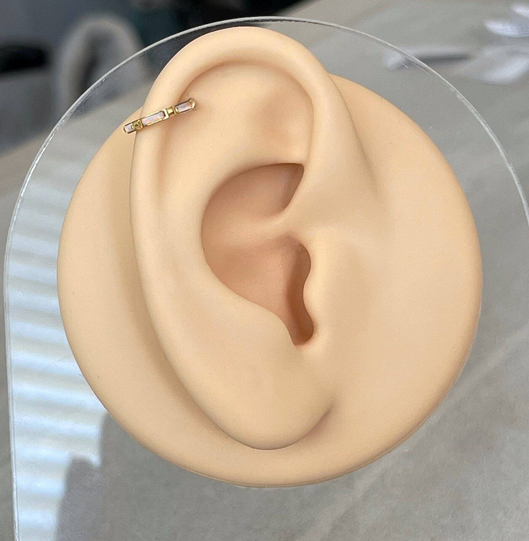 Elara Body Jewelry - Wholesale Single Earring - Gold Opal Conch or Helix Earring (16G | 8mm or 10mm | Titanium | Several Color Options)9