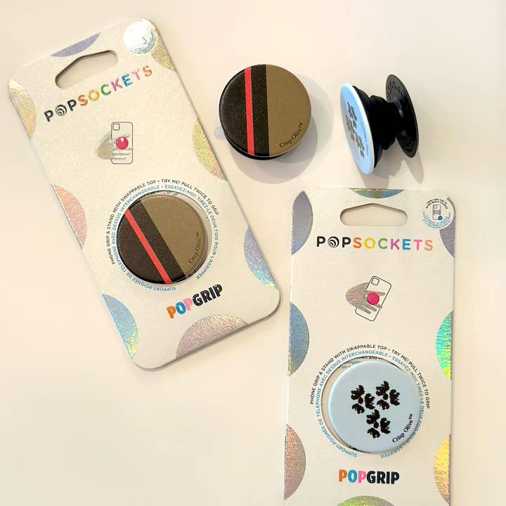 Crisp Oliveâ„¢ - Vendita all'ingrosso Impugnatura per smartphone - Impugnature per telefoni a righe personalizzate: una collaborazione con prese Pop3