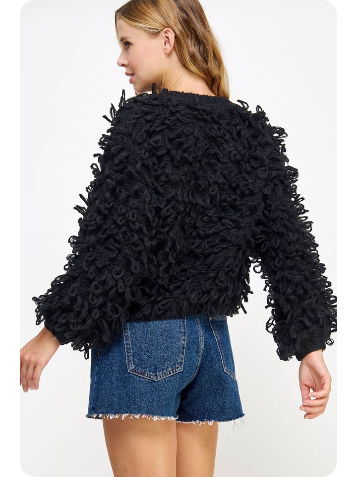 Strut & Bolt – wholesale Tunikatröja - Dam – Stickad Fringe Shaggy tröja3