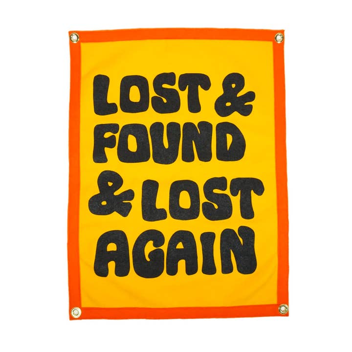 Lost & Found & Lost Again Camp Flag • Chrome Yellow x Office of Brothers x Oxford Pennant Original for wholesale by Oxford Pennant