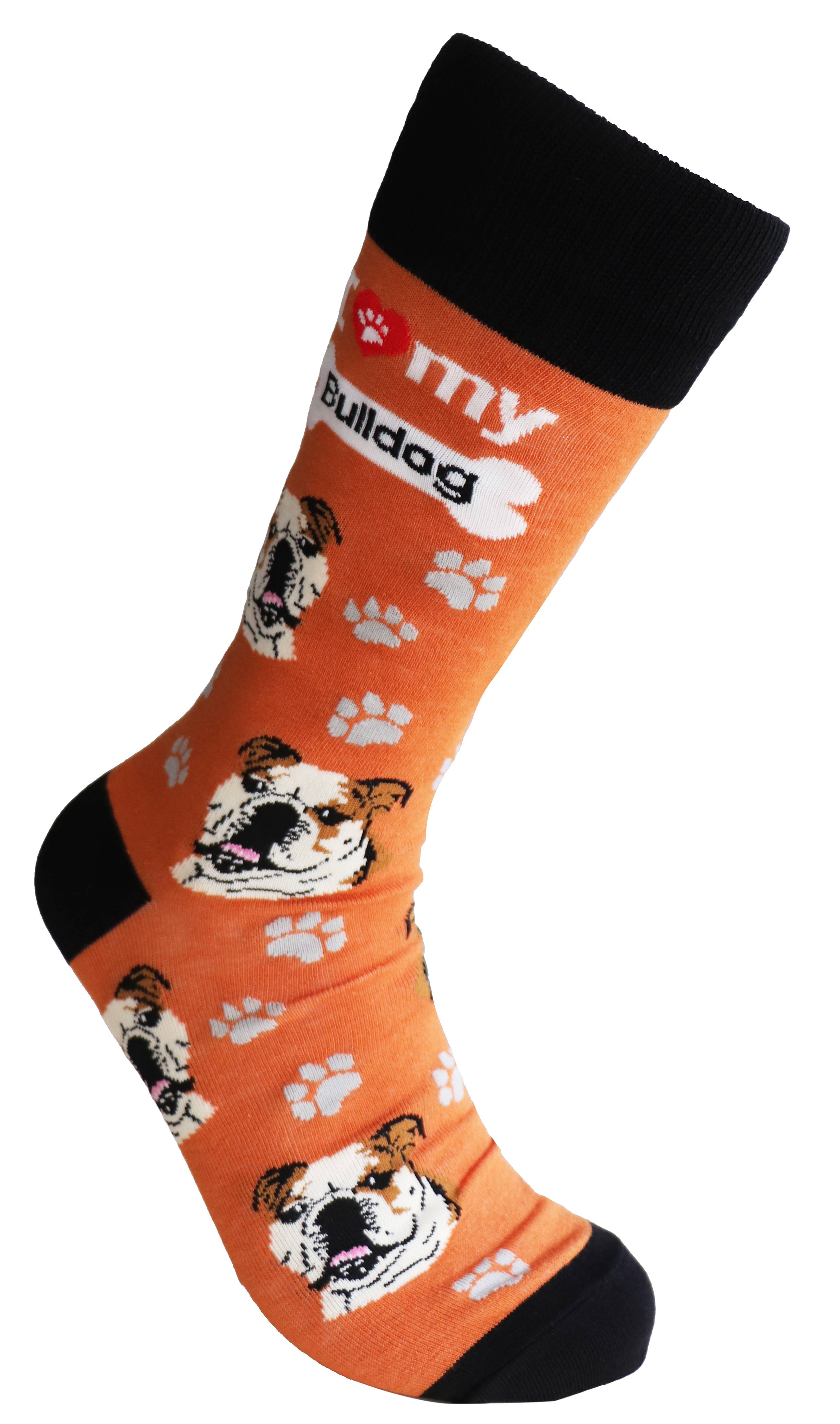 SoXcellent - Wholesale Socks - Unisex - I Love Dogs Bulldog Unisex Socks Blue Orange Red2