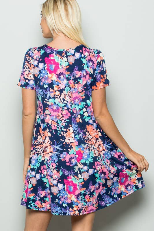 SD1081-19 MULTI COLOR FLORAL PRINT DRESS for wholesale on Faire8