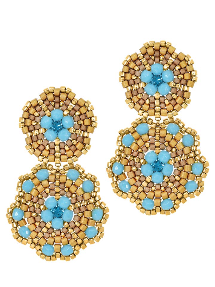 Boucles d'oreilles à double cercle sur un poteau - Style turc et doré E88504 pour la vente par Miguel Ases