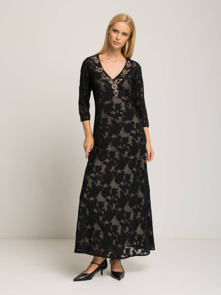 Svart sammetklänning Ambria för wholesale av NIZA