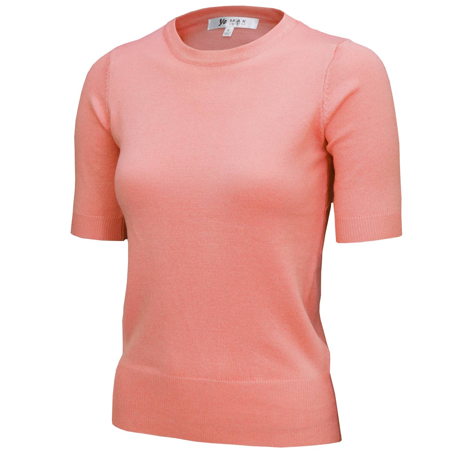 Mak – Engroshandel Strikket top - Dame – Halv-ærmet Crewneck Letvægts blød pullover Tee MK3664Y50