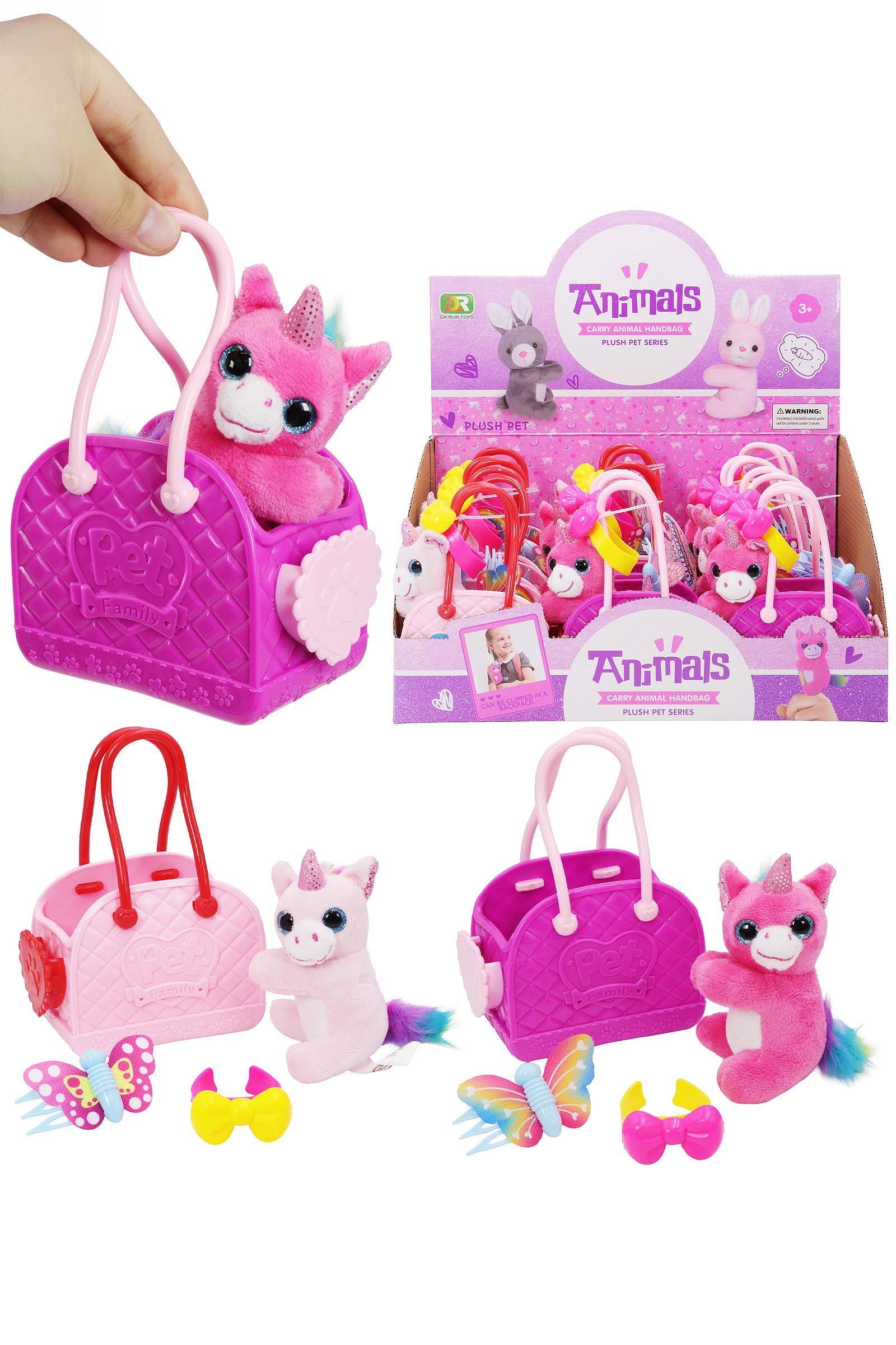 ASSORTED Unicorn Pony Stuffed Toy Carry Bag - 12 Pcs for wholesale on Faire