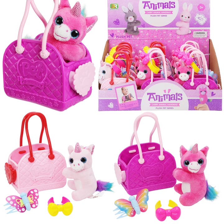 ASSORTED Unicorn Pony Stuffed Toy Carry Bag - 12 Pcs for wholesale on Faire0