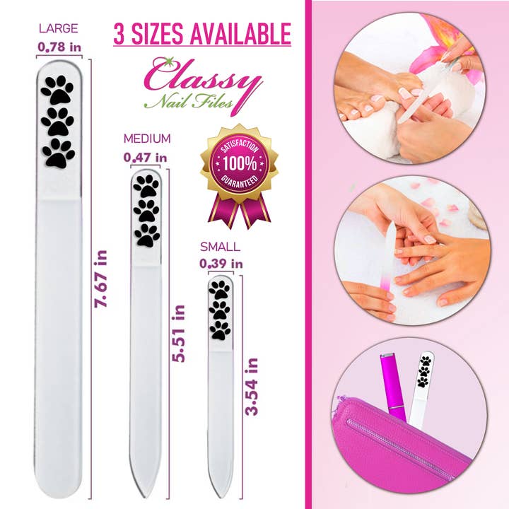Classy Nail Files - Wholesale Nail File - Paw Print Dog Cat Pet Lover Hand Painted Crystal Nail File1