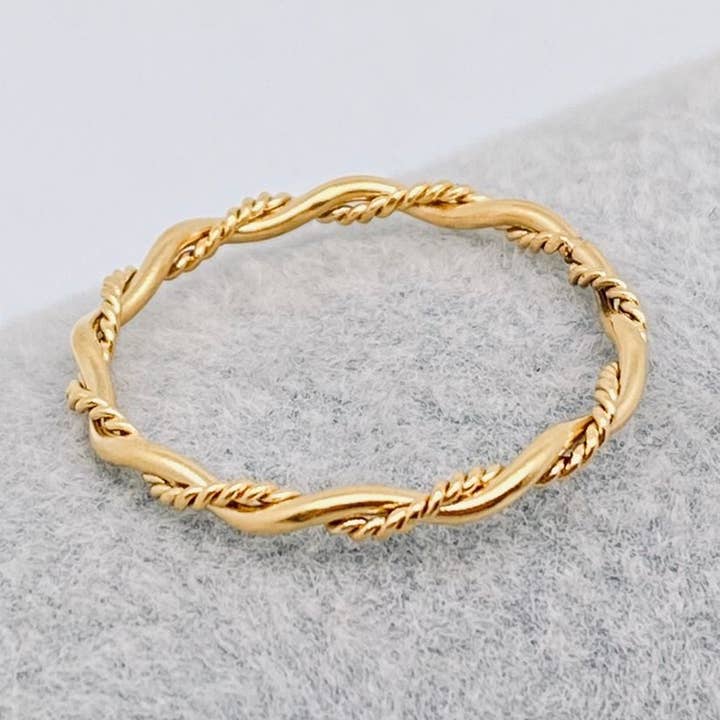 FGS - Fine Twist 18K Gold Plated Stainless Steel Ring for wholesale by Mio Queena