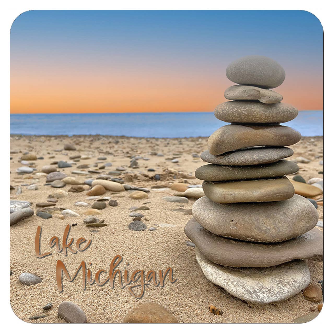 Noomoon - Wholesale Coasters - Rocks on Beach Michigan or Custom Namedrop Coaster2