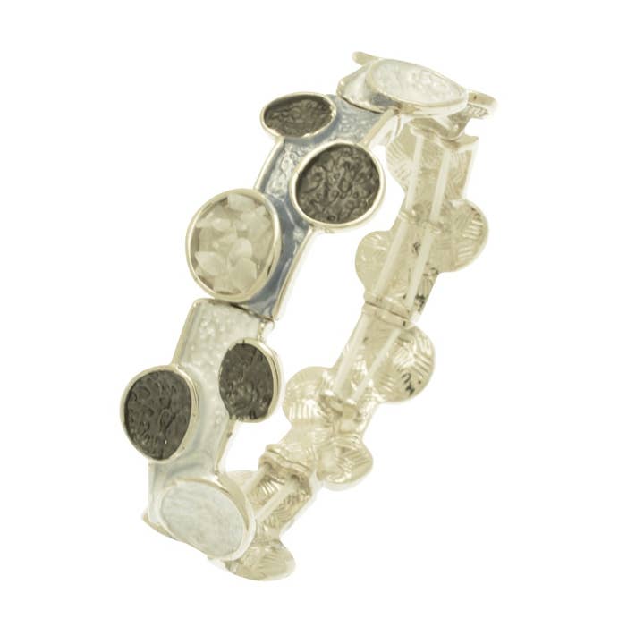 Grey Tree Bud Elasticated Bracelet for wholesale by Miss Milly Limited