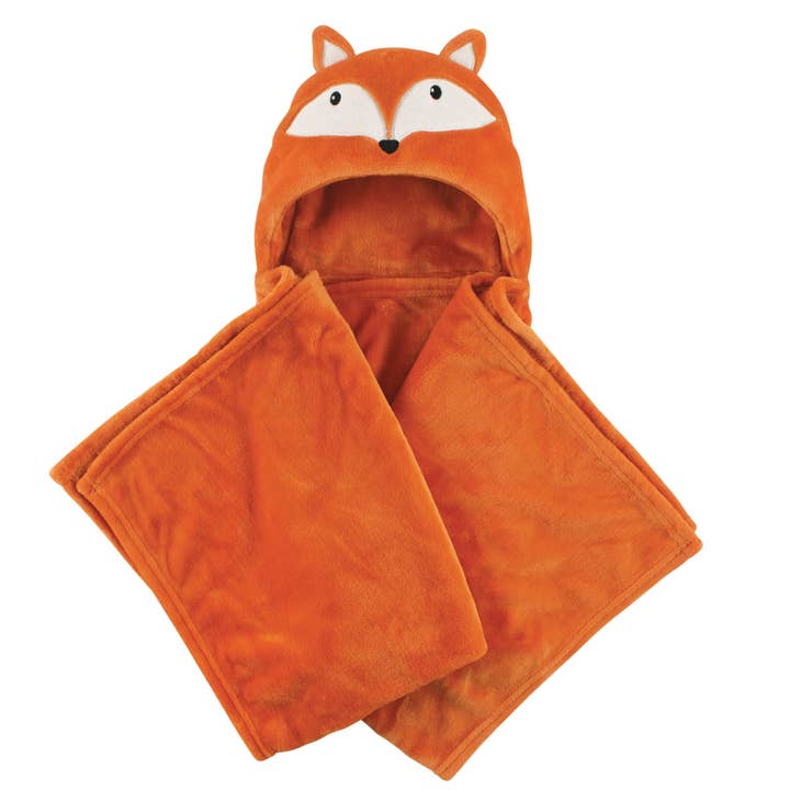 Hudson Baby Hooded Animal Face Plush Blanket, Orange Fox for wholesale by BabyVision