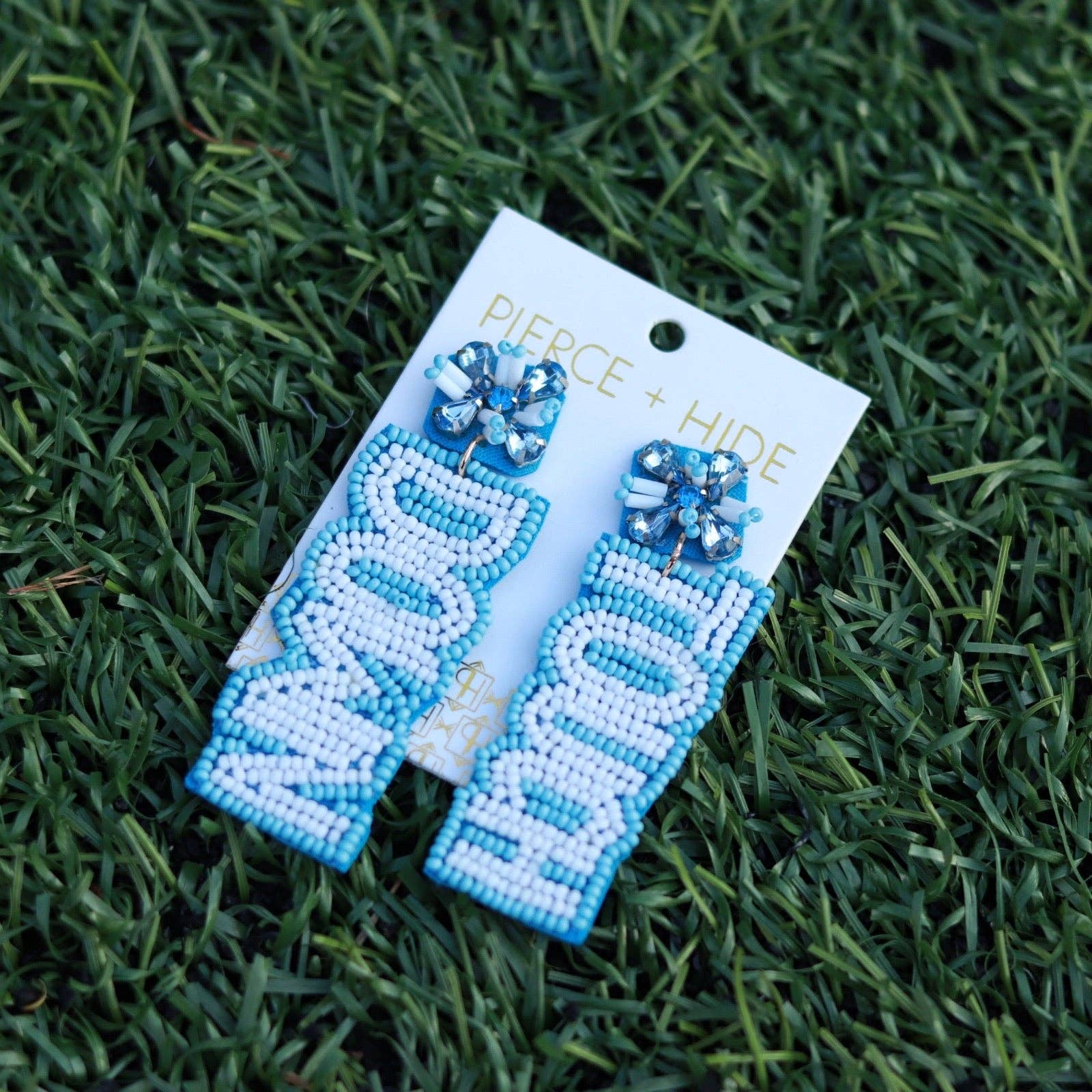 Pierce + Hide - Wholesale Dangle Earrings - Custom Beaded Touch Down Earring| Game Day Earrings| Football3