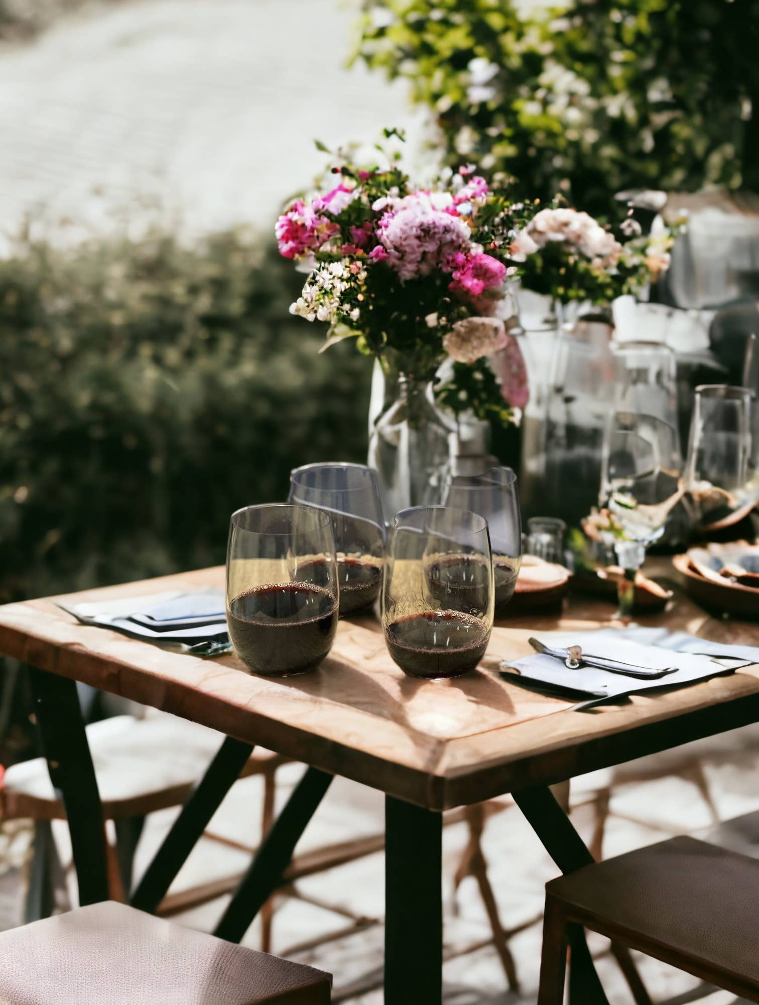 HomeRoots - Wholesale Wine Glass - Set of 4 Clear Dimpled Tritan Plastic Tumbler Wine Glasses1