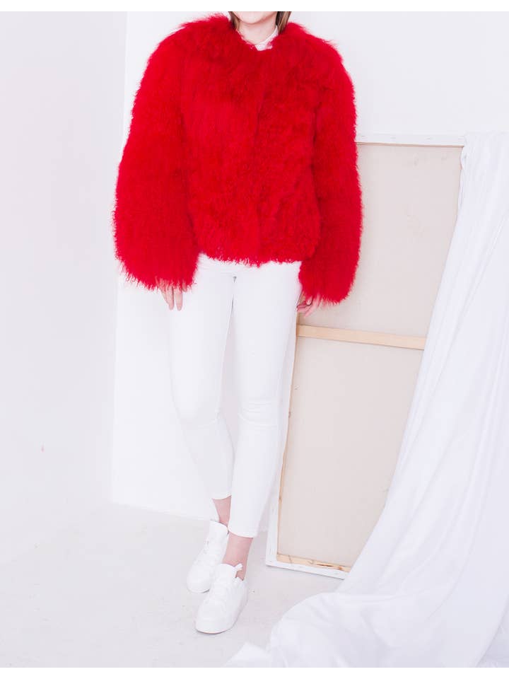 Pellobello - Wholesale Jacket - Women's - Shearling Jacket True Love Red3