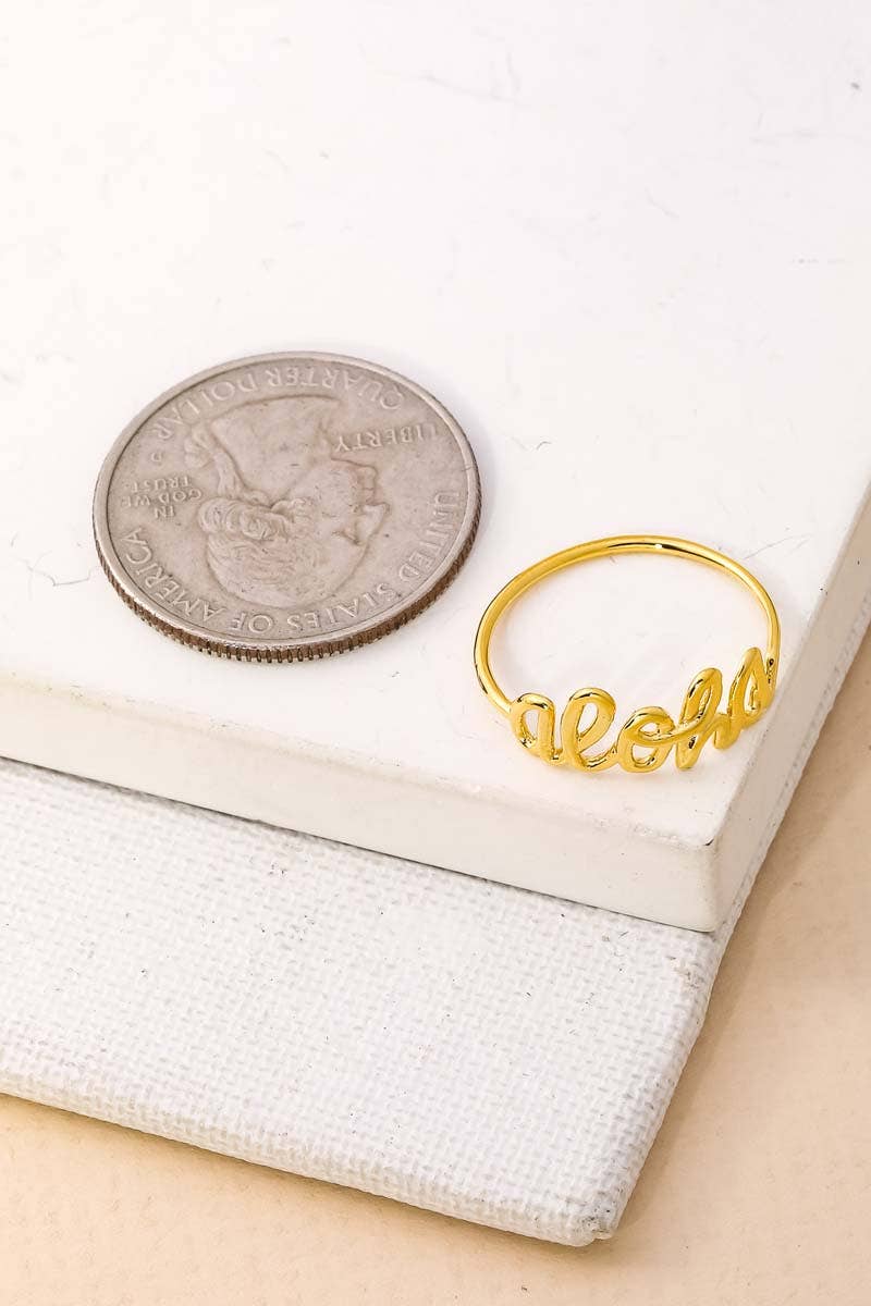 Anarchy Street - Wholesale Band/Stacked Ring - Gold Dipped Delicate Handwritten Aloha Ring2