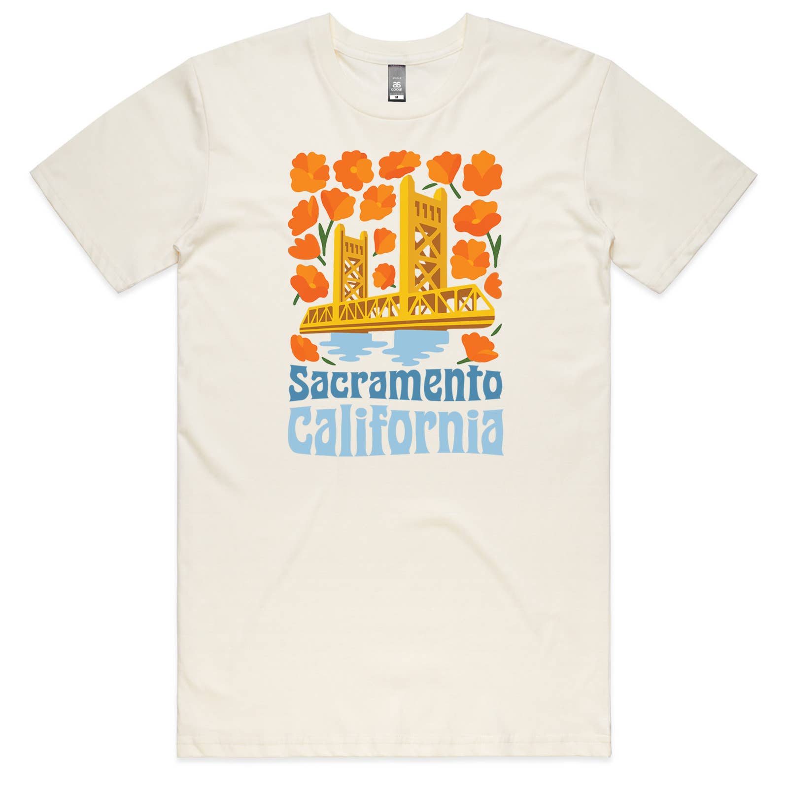SF Mercantile - Wholesale Screen Printed T-Shirt - Unisex - Sacramento Flower Power Adult Tee, Cream0