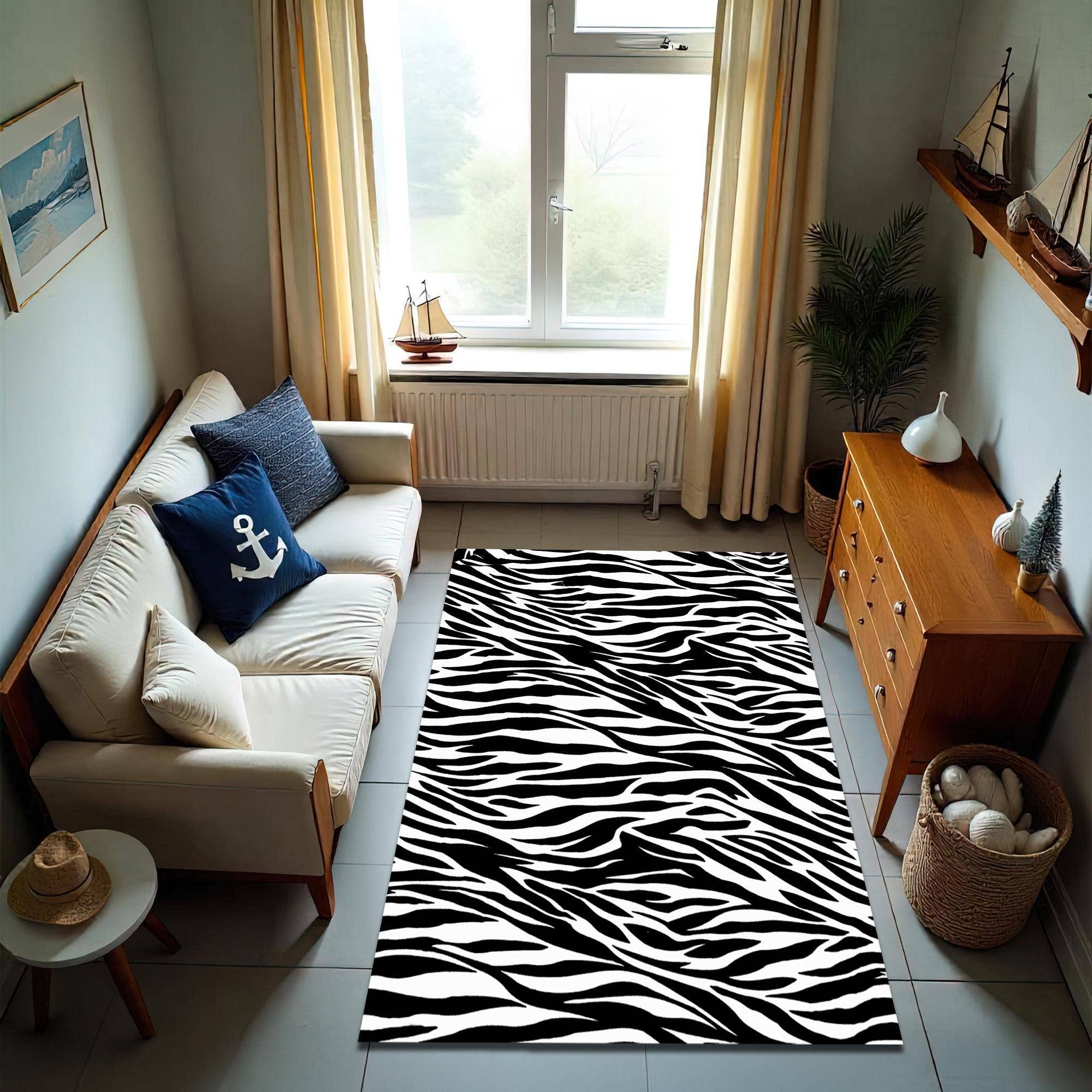 Rugendary Trade LLC - Wholesale Area Rug - Zebra Print Black and White Animal Pattern Rug0