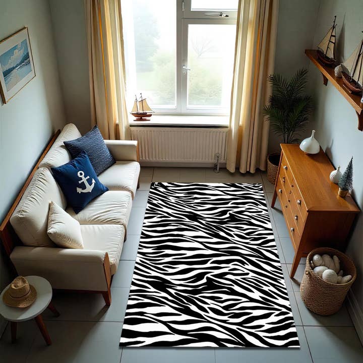 Rugendary Trade LLC - Wholesale Area Rug - Zebra Print Black and White Animal Pattern Rug