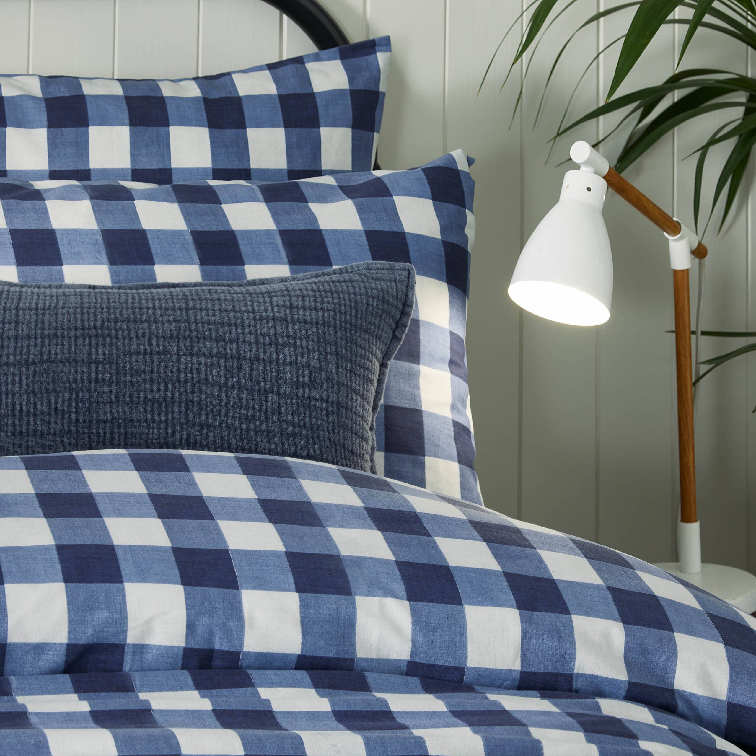 Flottan Hartsford Gingham Check Påslakanset Marinblå för wholesale på Faire1