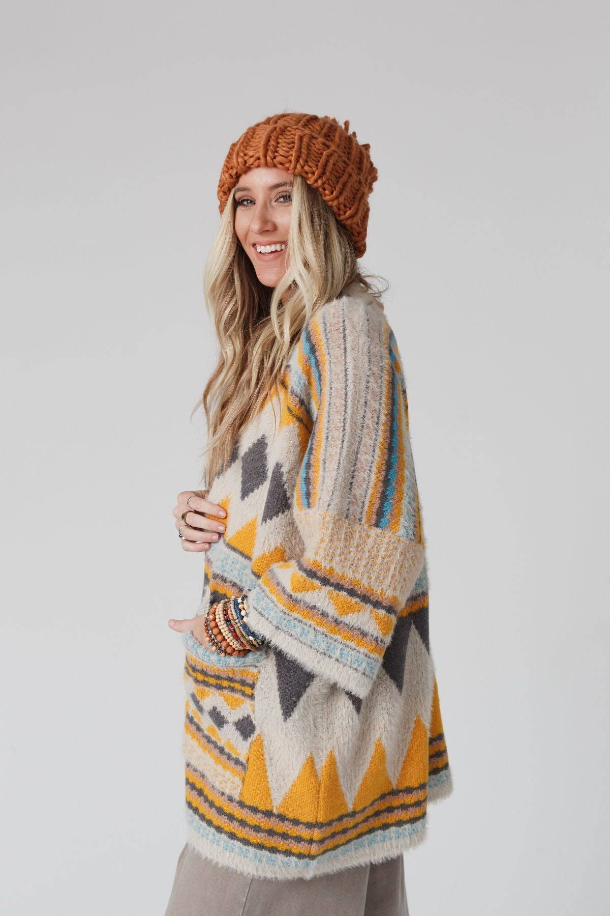 Three Bird Nest - Wholesale Cardigan - Women's - Keep It Up Oversized Cardigan - Mustard4