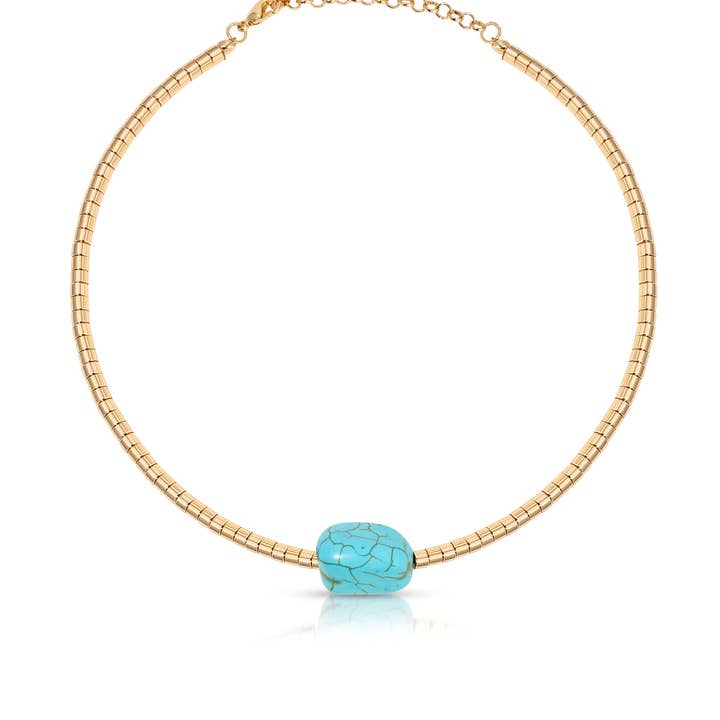 Ettika - Wholesale Pendant/Charm Necklace - Gold Beaded Turquoise Nugget Necklace0