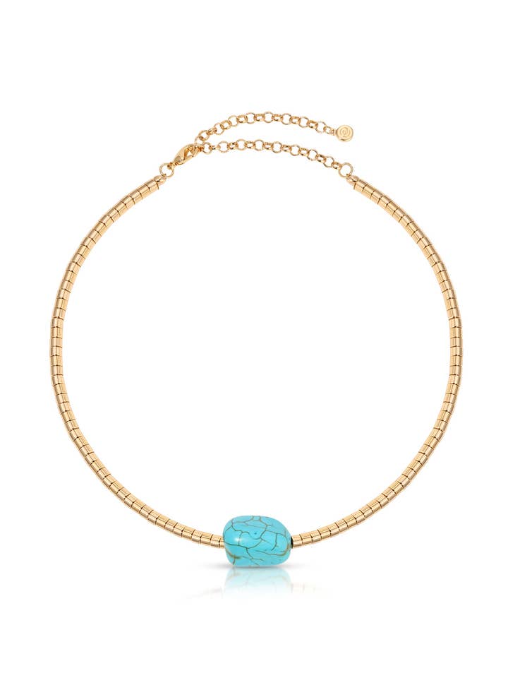 Guldpärlsartad turkos nugget halsband för wholesale av Ettika