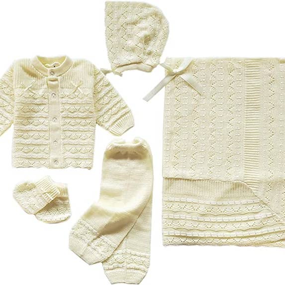 b-one inc - Wholesale Clothing Set - Baby - Wholesale Crystal Crochet 5 Piece Outfit Set With Blanket6