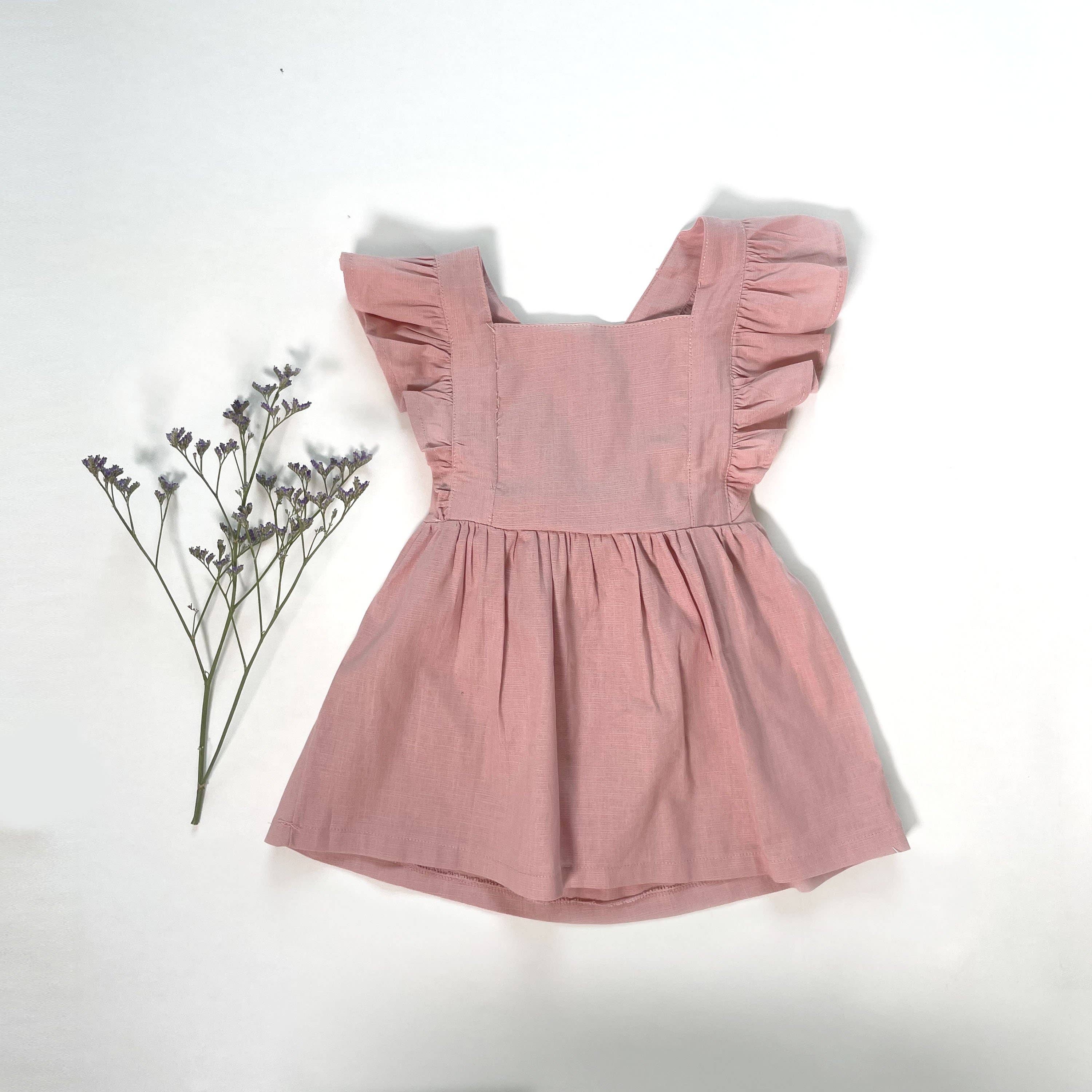 La Fillette Accessories - Wholesale Dress - Kids - Ruffle Straps Dress Dusty Pink1