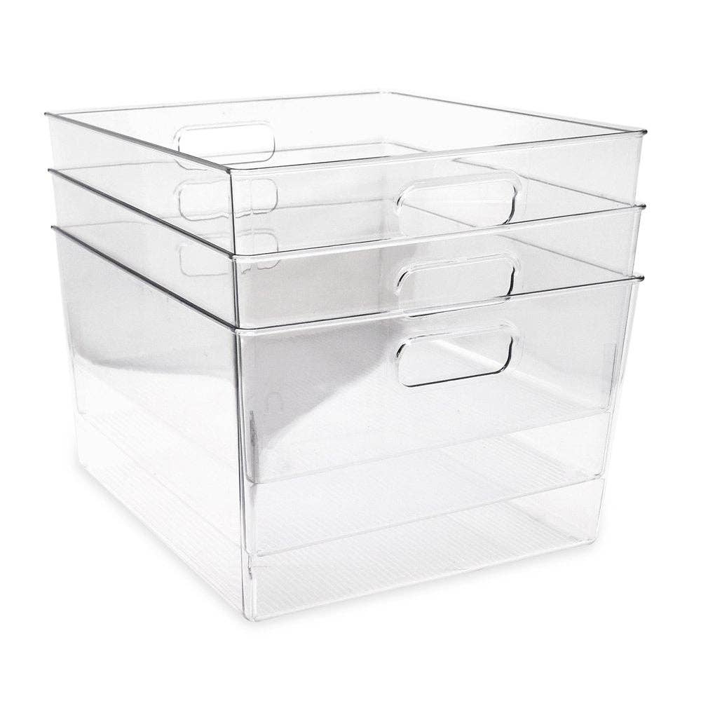 Isaac Jacobs International - Wholesale Storage Bin - Isaac Jacobs 3-Pack Clear Storage Bins with Handles4