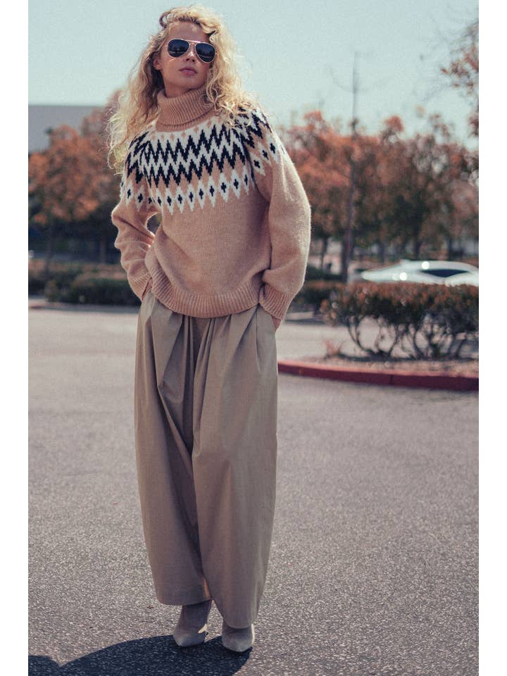 Fashion Week - Wholesale Knit Sweater - Women's - Wool Blend Fair Isle Pattern Turtleneck Sweater15