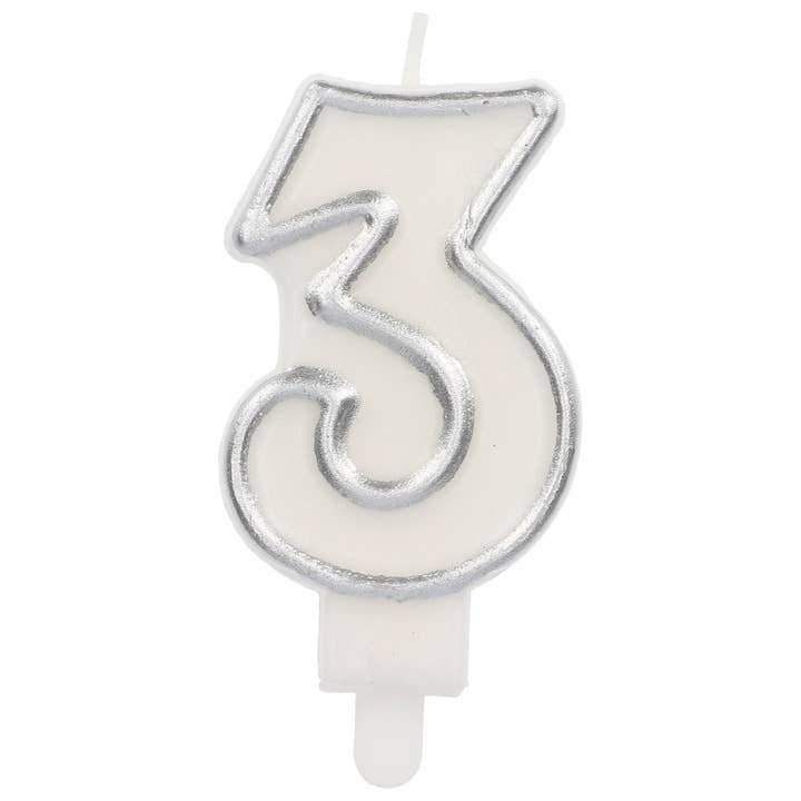 Candle Simply Chique Silver Number 3 - 9 cm for wholesale on Faire