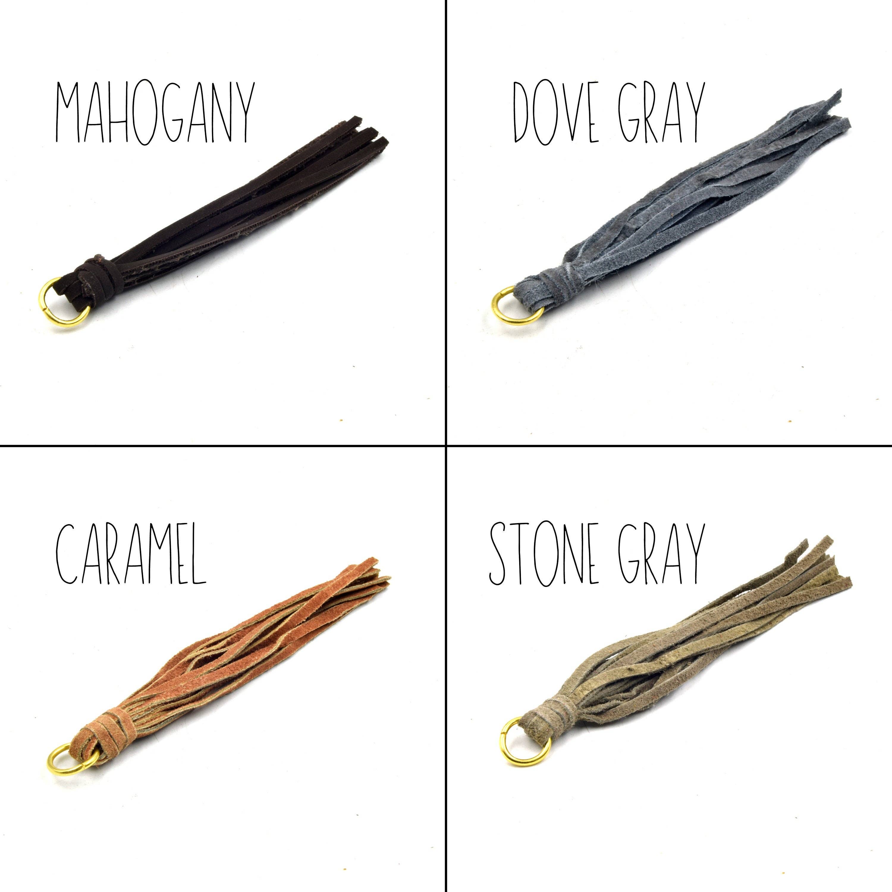 Only Beads - Wholesale Individual Charm/Pendant - Tassels | 5 inch Faux Suede Tassel on Gold Jump Ring | Beige, Brown, Red, Burgundy, Grey, Tan Tassel Pendants2