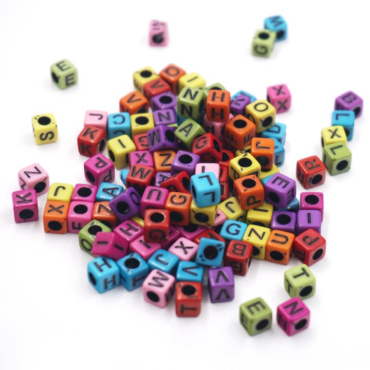 Angels Craft - Wholesale Beads - Alphabet Beads - Cube Shape (4 colors available)
