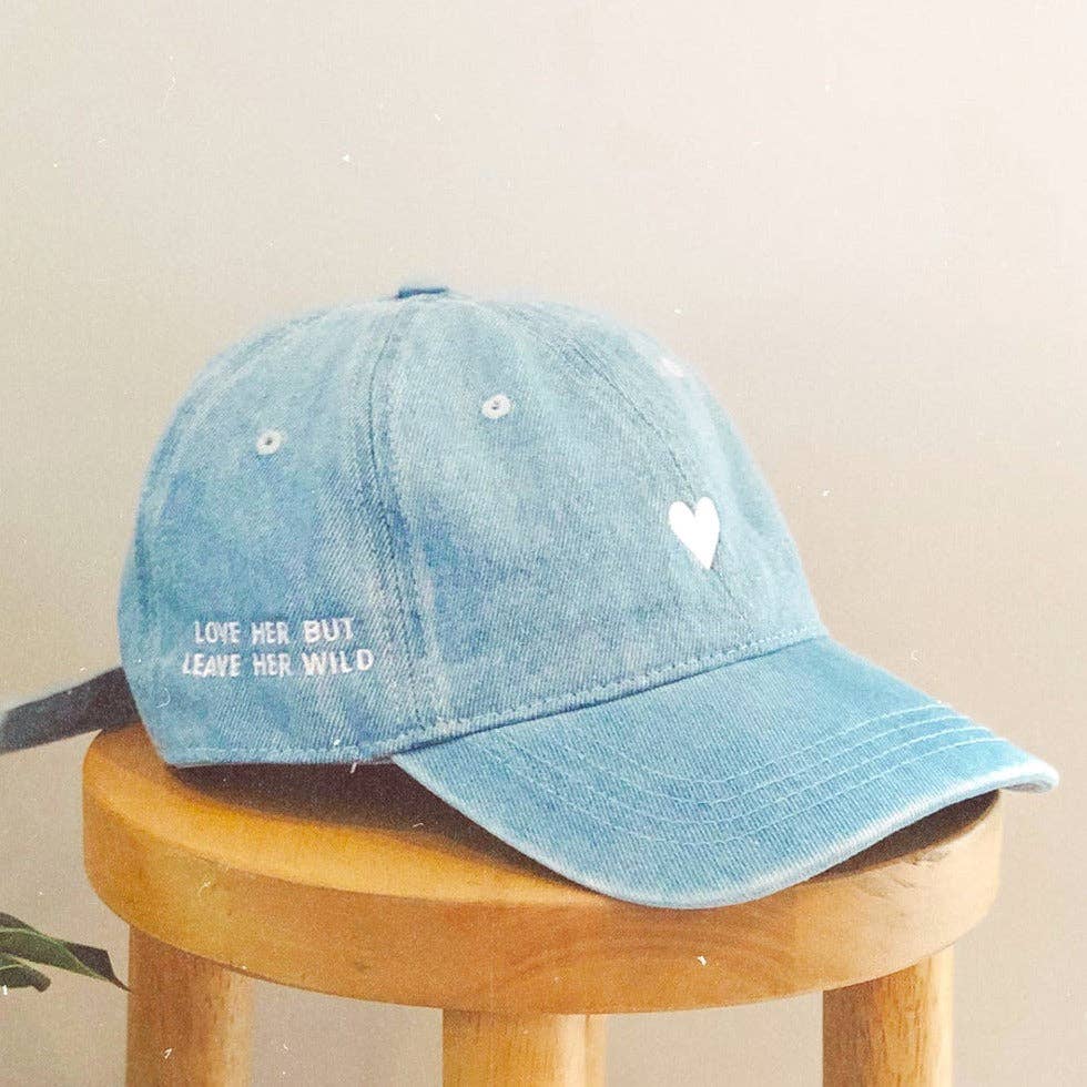Atticus Poetry - Wholesale Baseball Cap - Unisex - Denim Dad Hat - Embroidered Heart Cap2