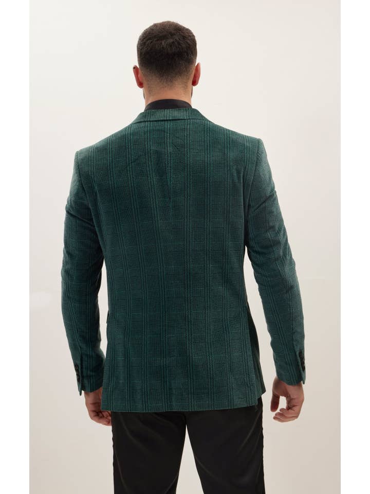 Men's Satin Peak Lapel Velvet Tuxedo - Green for wholesale on Faire5
