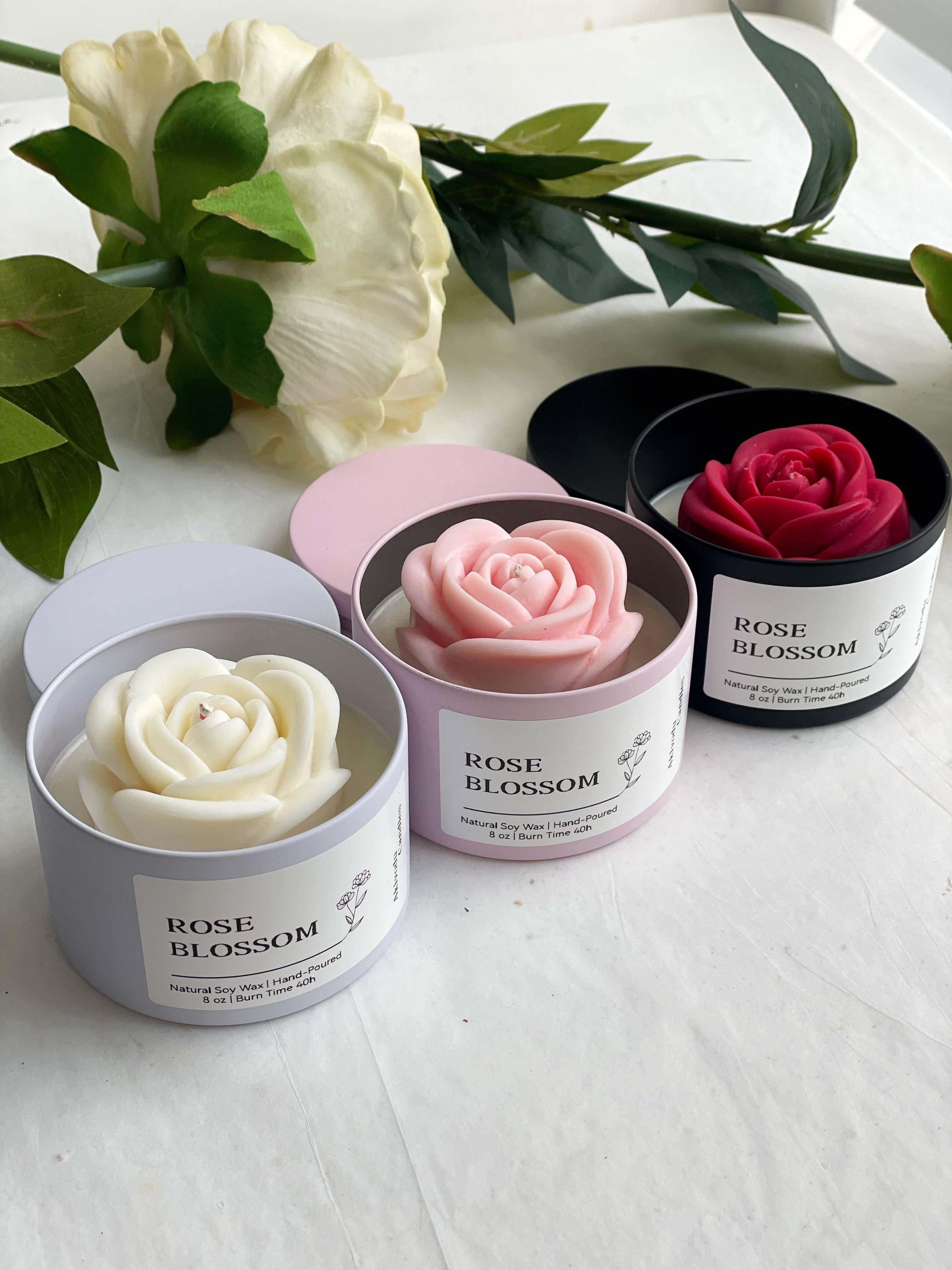 Akivodu Candles - Wholesale Travel Candles - Rose Candle 8 oz - Bohemian Rose Scent, Multiple Colors3