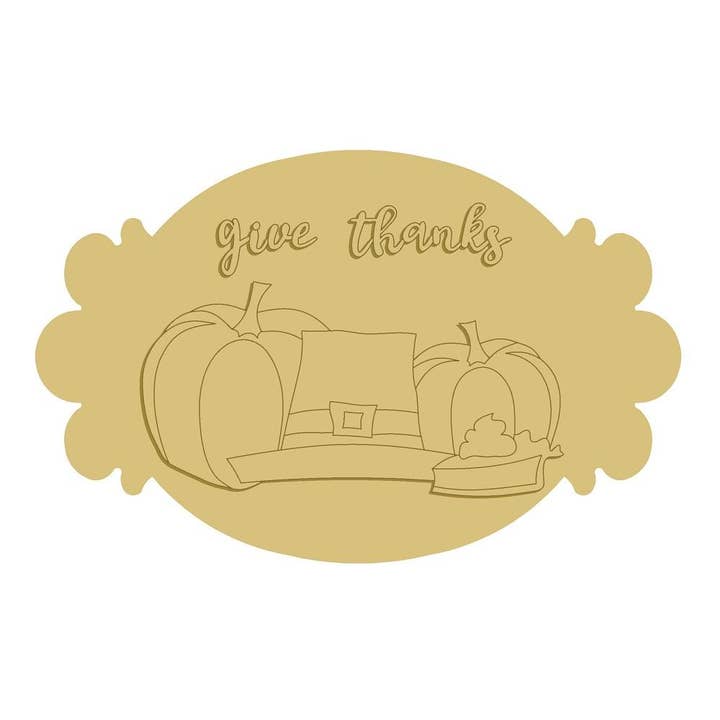 Targa 3D «Give Thanks», in legno grezzo, stile 3 per la vendita all'ingrosso da parte di Diverse Woodworking