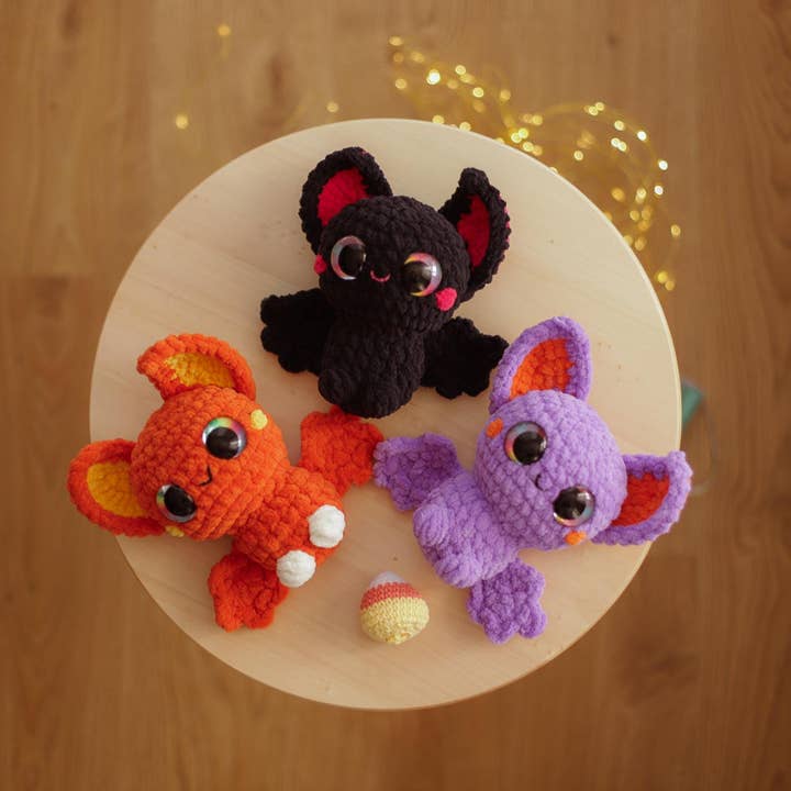Crochet Mini Bats, Amigurumi Halloween, Handmade Stuffed Toy for wholesale by TOMOPOD LLC