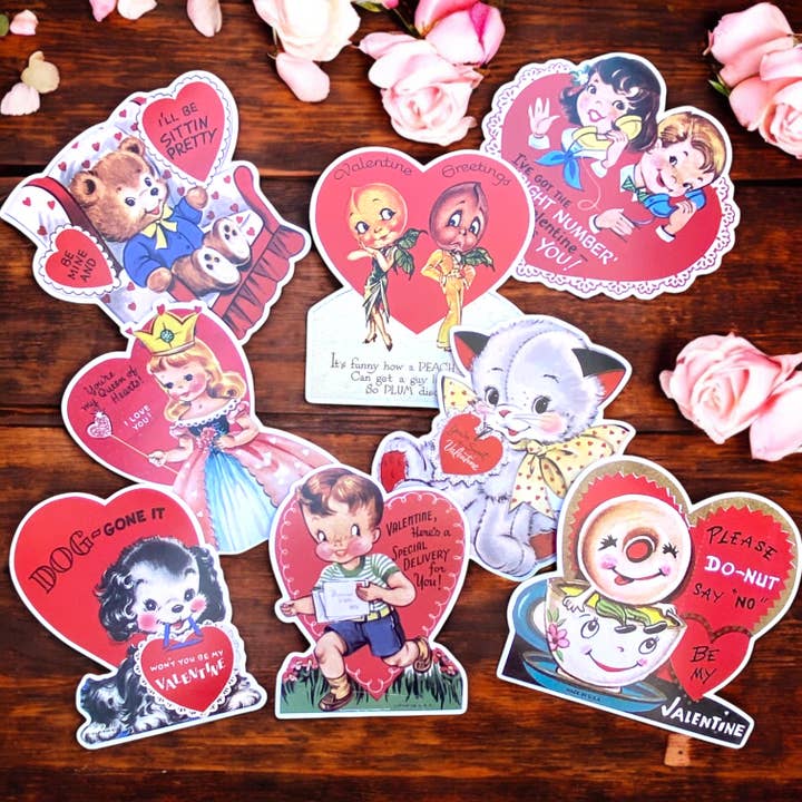 Vintage Valentines EXTRA LARGE Cards in 12 Assorted Designs for wholesale by Wax Apothecary