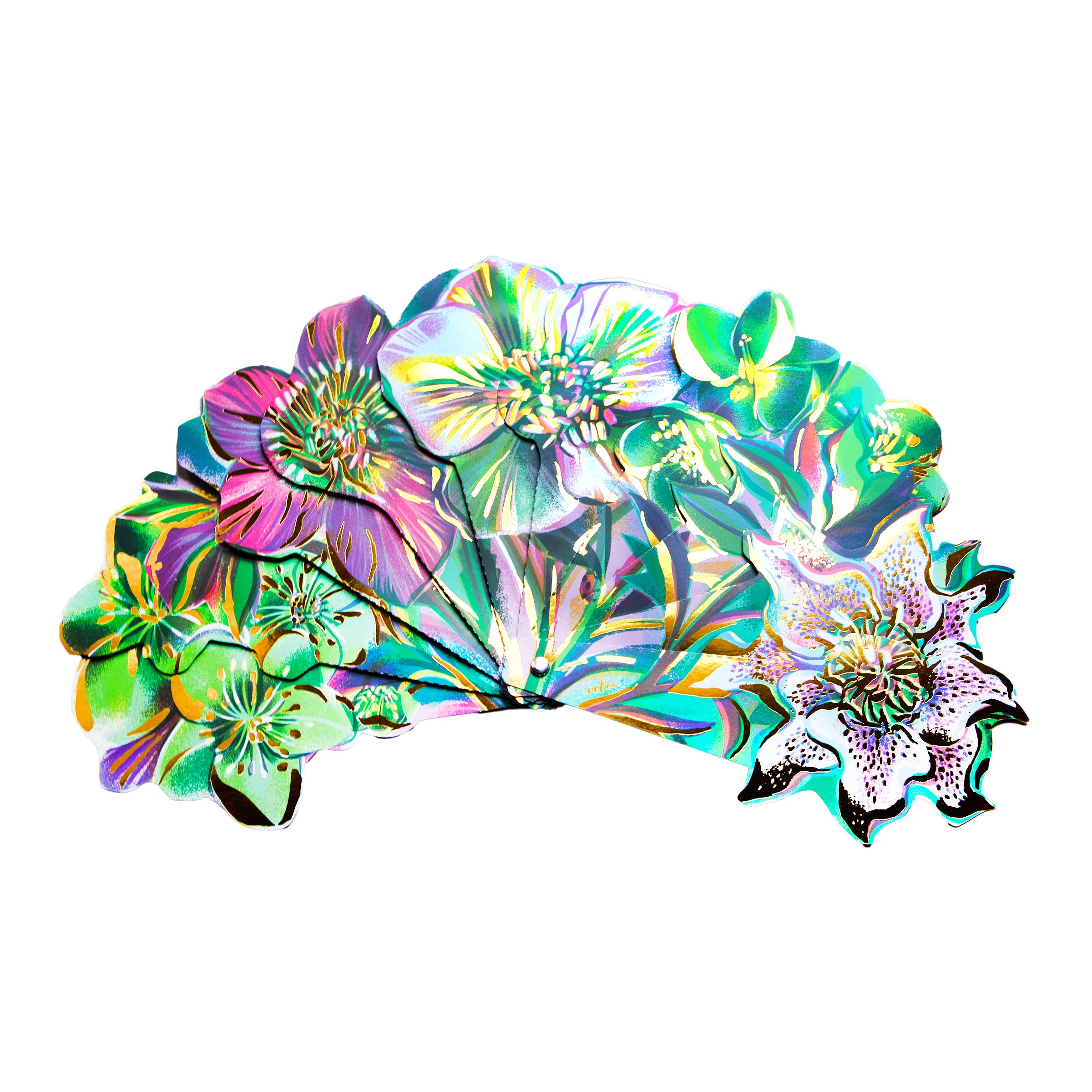 eeBoo - Wholesale Handheld Folding Fan - Asta's Flower Paper Fan Bundle2