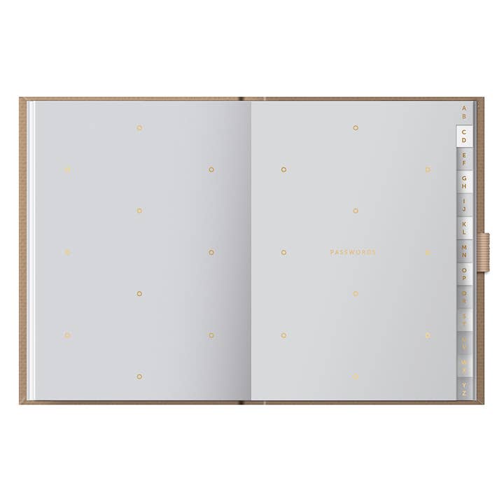 Busy B – wholesale Notebook – A6 Password Book - Organiser - Caramel Fabric Cover - Busy B5
