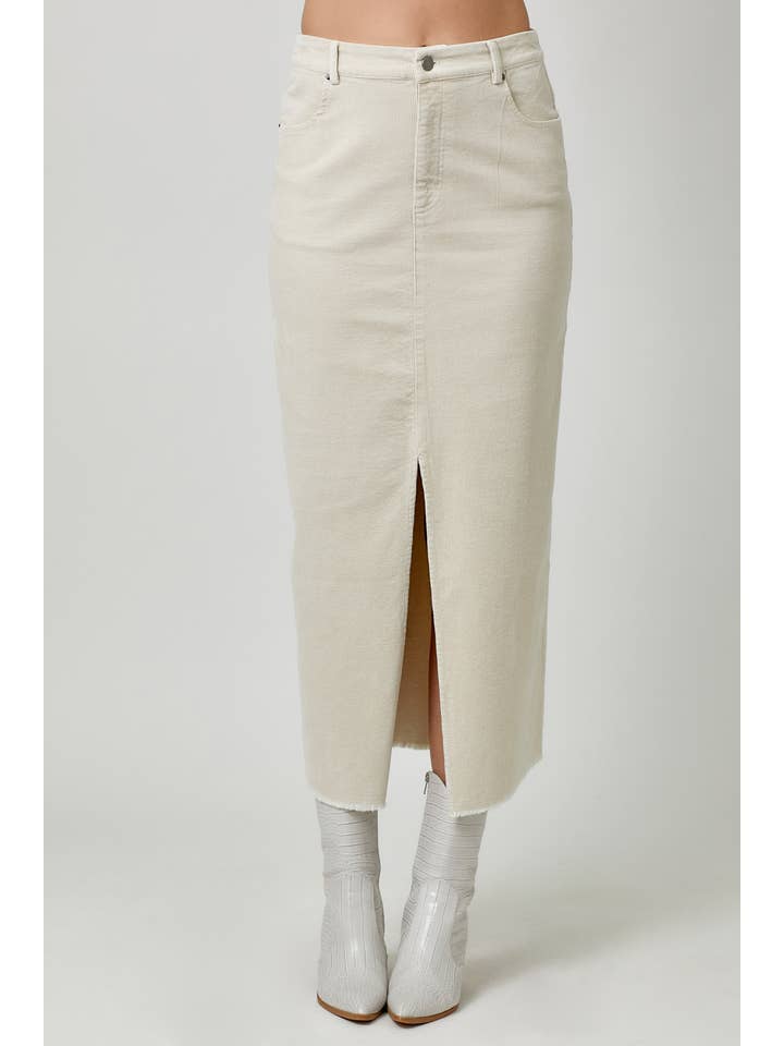 Mystree - Wholesale Skirt - Women's - 60742 Washed Front Slit Corduroy Skirt