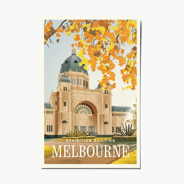 Postkort - Melbourne Udstillingsbygning for engroshandel hos Zetta Florence